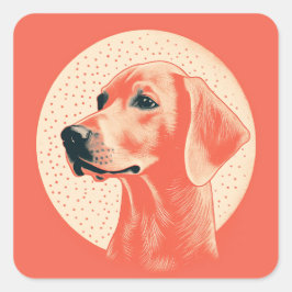 Vintages Stylish Dog Portrait Quadratischer Aufkleber