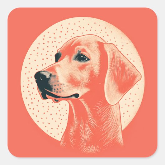 Vintages Stylish Dog Portrait Quadratischer Aufkleber (Vorderseite)