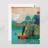 Vintages Südkorea Reiseplakat Postkarte (Vorne/Hinten)