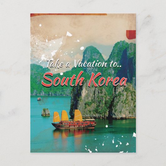 Vintages Südkorea Reiseplakat Postkarte (Vorderseite)