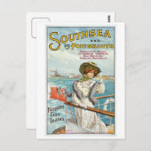 Vintages Südmeer, Reiseanzeige von Portsmouth Postkarte (Vorne/Hinten)