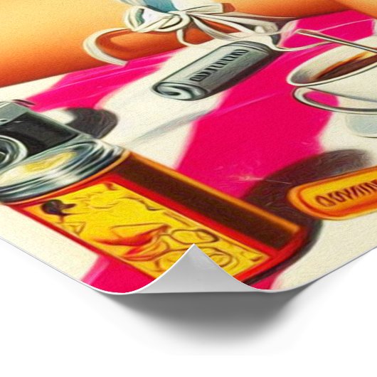 Vintages Summer Beach Button Up Poster (Ecke)