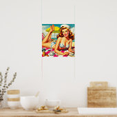 Vintages Summer Beach Button Up Poster (Küche)