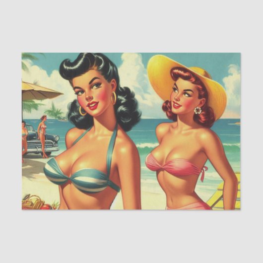 Vintages Summer Beach Button Ups Seidenpapier (Vorderseite)