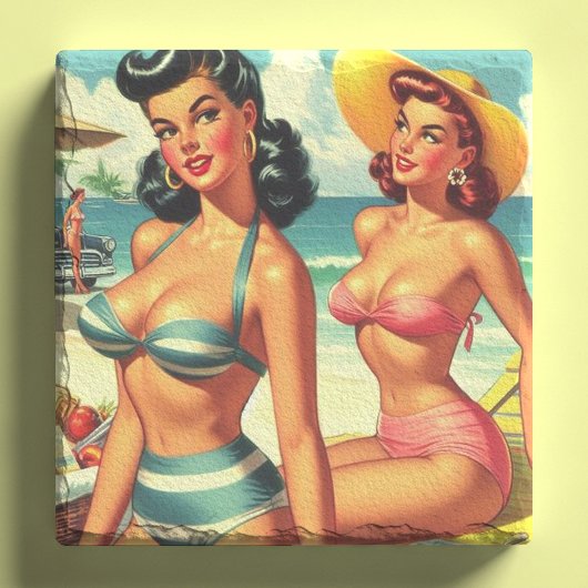 Vintages Summer Beach Button Ups Steinuntersetzer