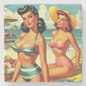 Vintages Summer Beach Button Ups Steinuntersetzer (Vorderseite)