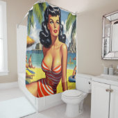 Vintages Summer Bikini Button Duschvorhang (Beispiel)