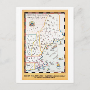 Vintages Summer Play Land New England Reiseplakat Postkarte