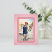 Vintages Sun Bather Beach Babes Postkarte (Stehend Vorderseite)