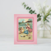 Vintages Sun Bather Beach Babes Postkarte (Stehend Vorderseite)