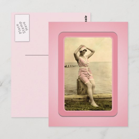 Vintages Sun Bather Beach Babes Postkarte (Vorne/Hinten)