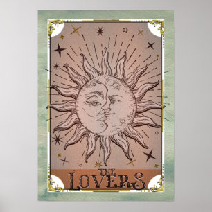 Vintages Sun & Moon Duality Lounge Tarot Card Kuns Poster