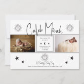 Vintages Sun & Moon Foto Geburtshilfeverkündung Einladung (Vorderseite)