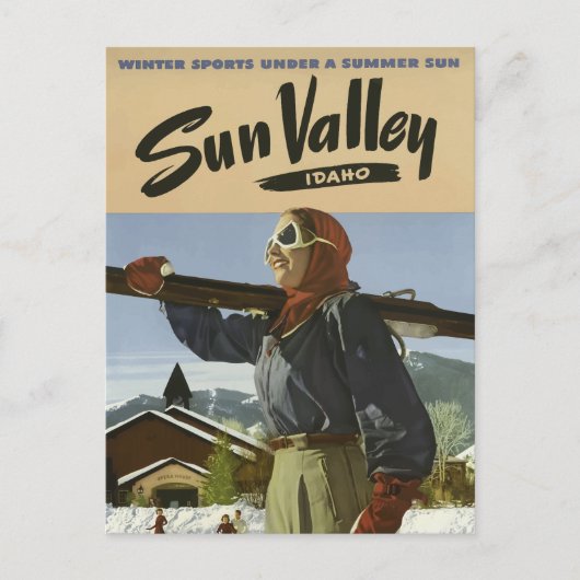 Vintages Sun Valley Idaho Skigebiet Reisen Postkarte (Vorderseite)