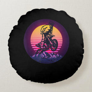 Vintages Sundown Motorradgeschenk für Biker Rundes Kissen