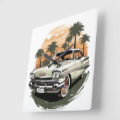 Vintages Sunset Quadratische Wanduhr (Winkel)