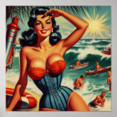 Vintages Surf-Button Poster (Vorne)
