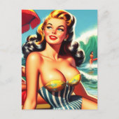 Vintages Surf-Button Postkarte (Vorderseite)