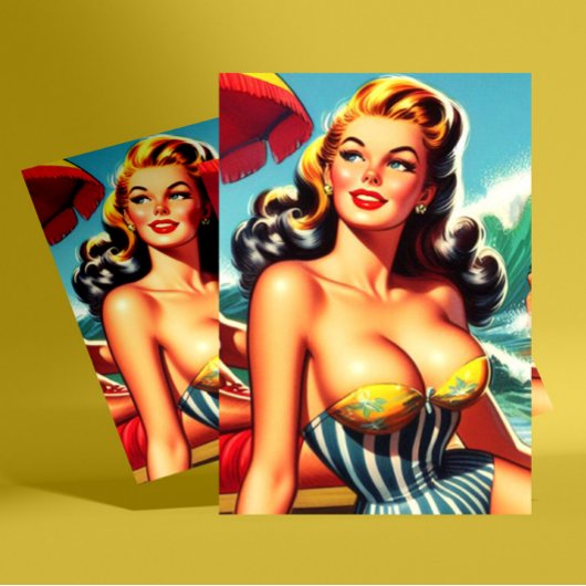 Vintages Surf-Button Postkarte