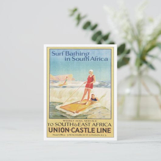 Vintages Surfbad Südafrika Postkarte (Stehend Vorderseite)