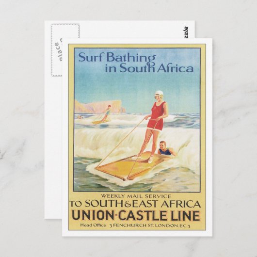 Vintages Surfbad Südafrika Postkarte (Vorne/Hinten)