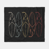 Vintages Surfbrett Fleecedecke (Vorderseite (Horizontal))