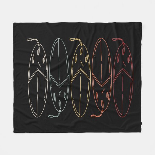 Vintages Surfbrett Fleecedecke (Vorderseite (Horizontal))