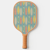 Vintages Surfbrett-Muster Pickleball Schläger (Rückseite)