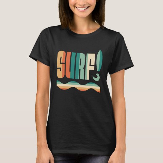 Vintages Surfbrett-Surfen T-Shirt (Vorderseite)