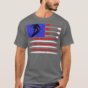 VINTAGES Surfbrett unter US-Flagge T-Shirt