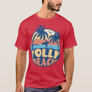 Vintages Surfen Folly Beach South olina Retro Summ T-Shirt