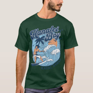 Vintages Surfen in Hanalei Bay Kauai Hawaii Ret de T-Shirt