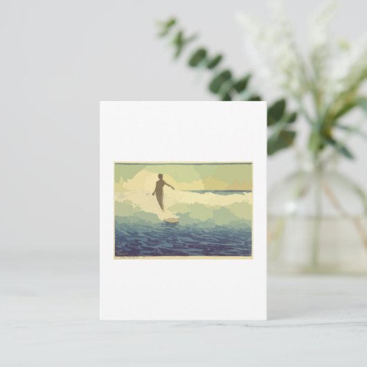 Vintages Surfen Postkarte (Stehend Vorderseite)
