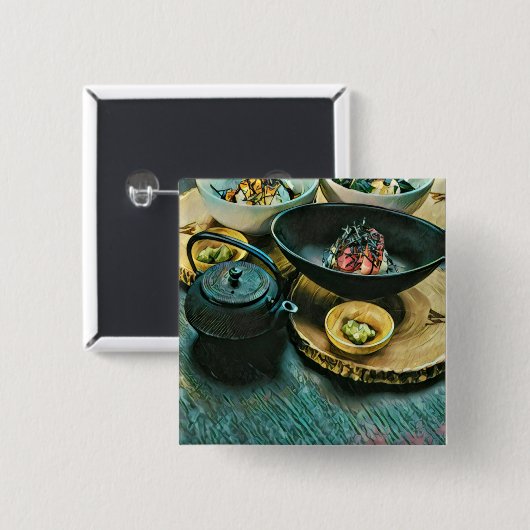 Vintages Sushi-Geschenk Button (Vorne & Hinten)