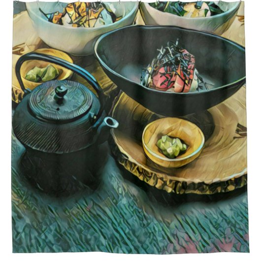 Vintages Sushi-Geschenk Duschvorhang (Vorderseite)