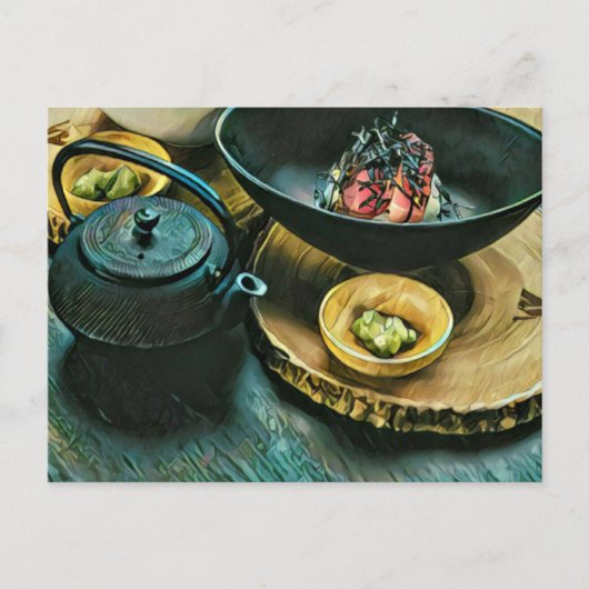 Vintages Sushi-Geschenk Postkarte (Vorderseite)