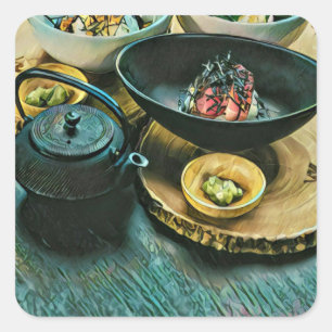 Vintages Sushi-Geschenk Quadratischer Aufkleber