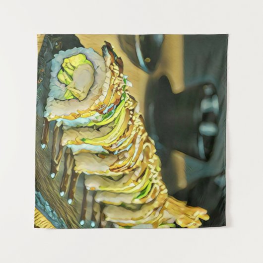 Vintages Sushi-Geschenk Wandteppich (Vorderseite (Horizontal))