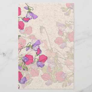 Vintages süße Erbsen-Blumen-Wildblumen-Briefpapi Briefpapier