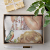 Vintages süßes Kind mit Vogel Seidenpapier (Geschenk)