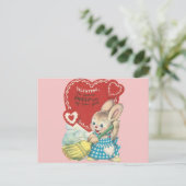 Vintages Sweep Bunny Valentine Feiertagspostkarte (Stehend Vorderseite)