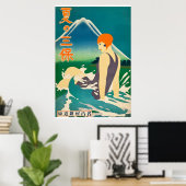Vintages Swim Girl Japan City Travel Poster der 30 (Heimbüro)