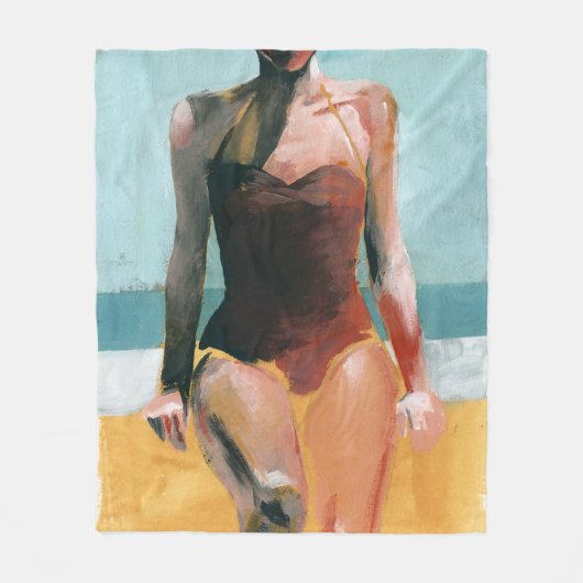 Vintages Swim - Red Swimsuit Fleecedecke (Vorderseite)