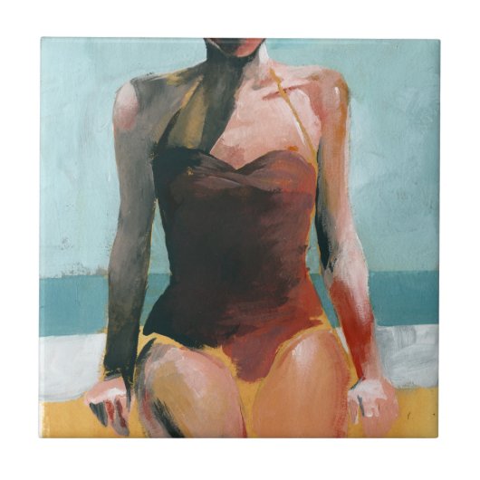 Vintages Swim - Red Swimsuit Fliese (Vorderseite)