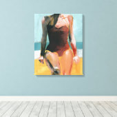 Vintages Swim - Red Swimsuit Leinwanddruck (Insitu (Holzboden))