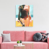 Vintages Swim - Red Swimsuit Leinwanddruck (Insitu (Wohnzimmer))