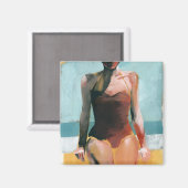 Vintages Swim - Red Swimsuit Magnet (Vorderseite/Rückseite)