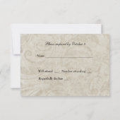 Vintages Swirl katholisches Kreuz UAWG RSVP Karte (Rückseite)