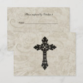 Vintages Swirl katholisches Kreuz UAWG RSVP Karte (Vorne/Hinten)