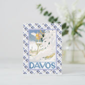 Vintages Swiss Raulway Poster, Davos Postkarte (Stehend Vorderseite)